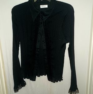 Vintage black lace Ruffle top